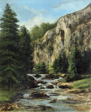 courbet maler - Studie forLandschaft mit Wasserfall Landschaft Gustave Courbet Fluss